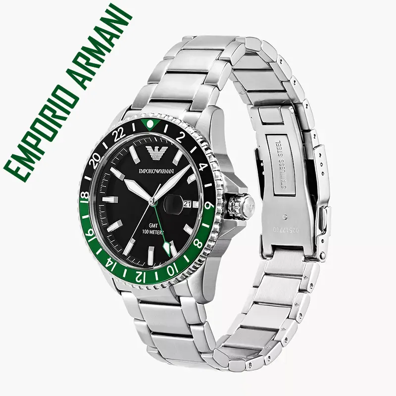 Emporio Armani Sea Explorer Diver GMT 'Batman' Men's Watch  AR11589